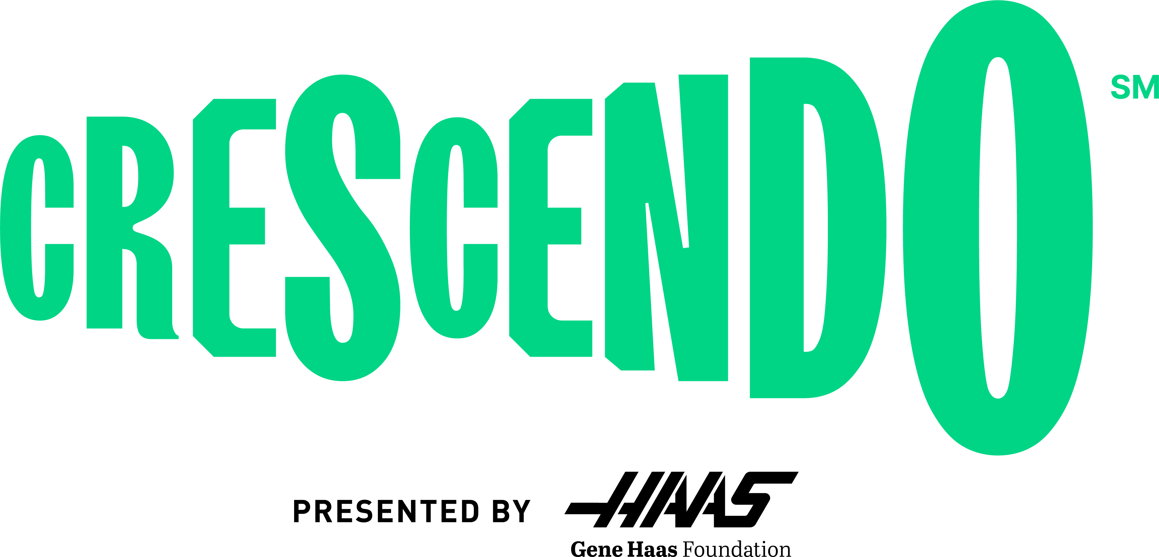 Official logo for the 2024 FIRST Robotics Competition challenge: CRESCENDO(SM) Presented by Haas